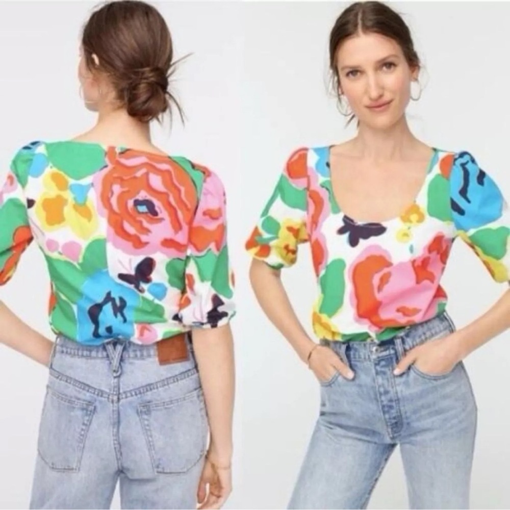 J.Crew Poplin Ratti Jardin Floral Scoop Neck Size 6 - Picture 3 of 5